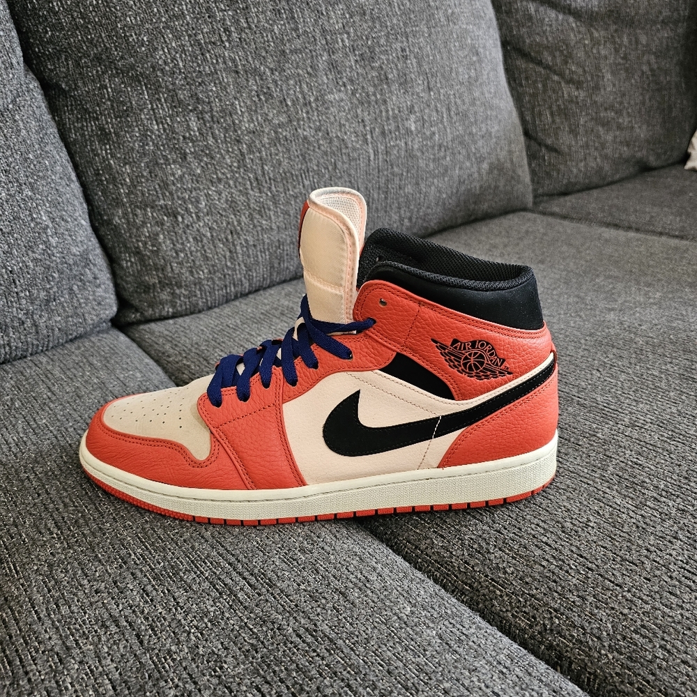 Nike Jordan 1 Mid Se Team Orange Shattered 852542 800 - Picture 3 of 12